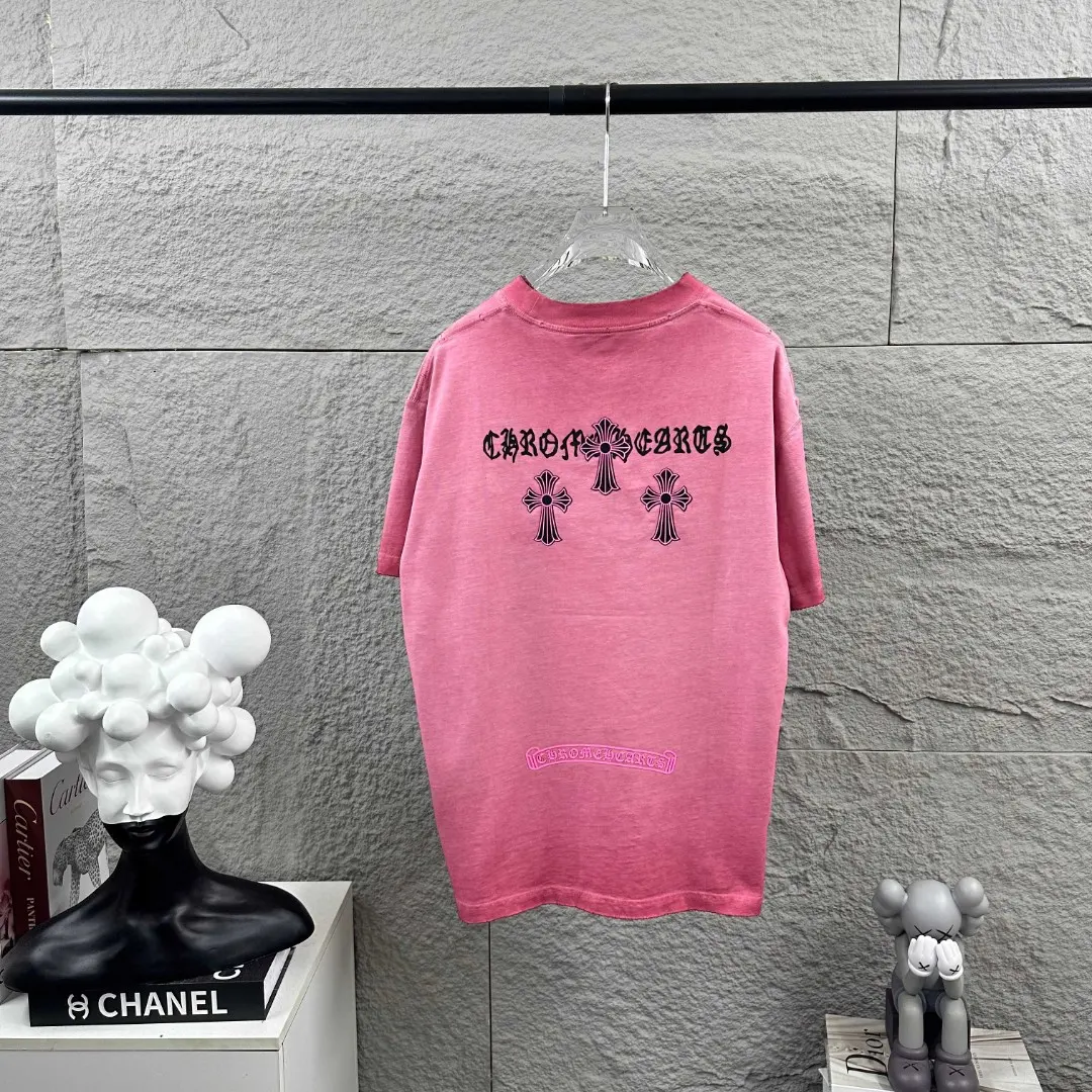 Distressed Rhinestone Logo Cotton T-Shirt D15019686