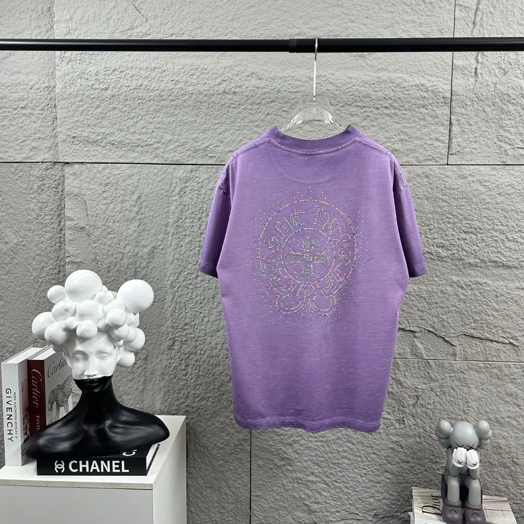 Chrome Hearts Rhinestone Logo Washed Cotton T-Shirt D15019657