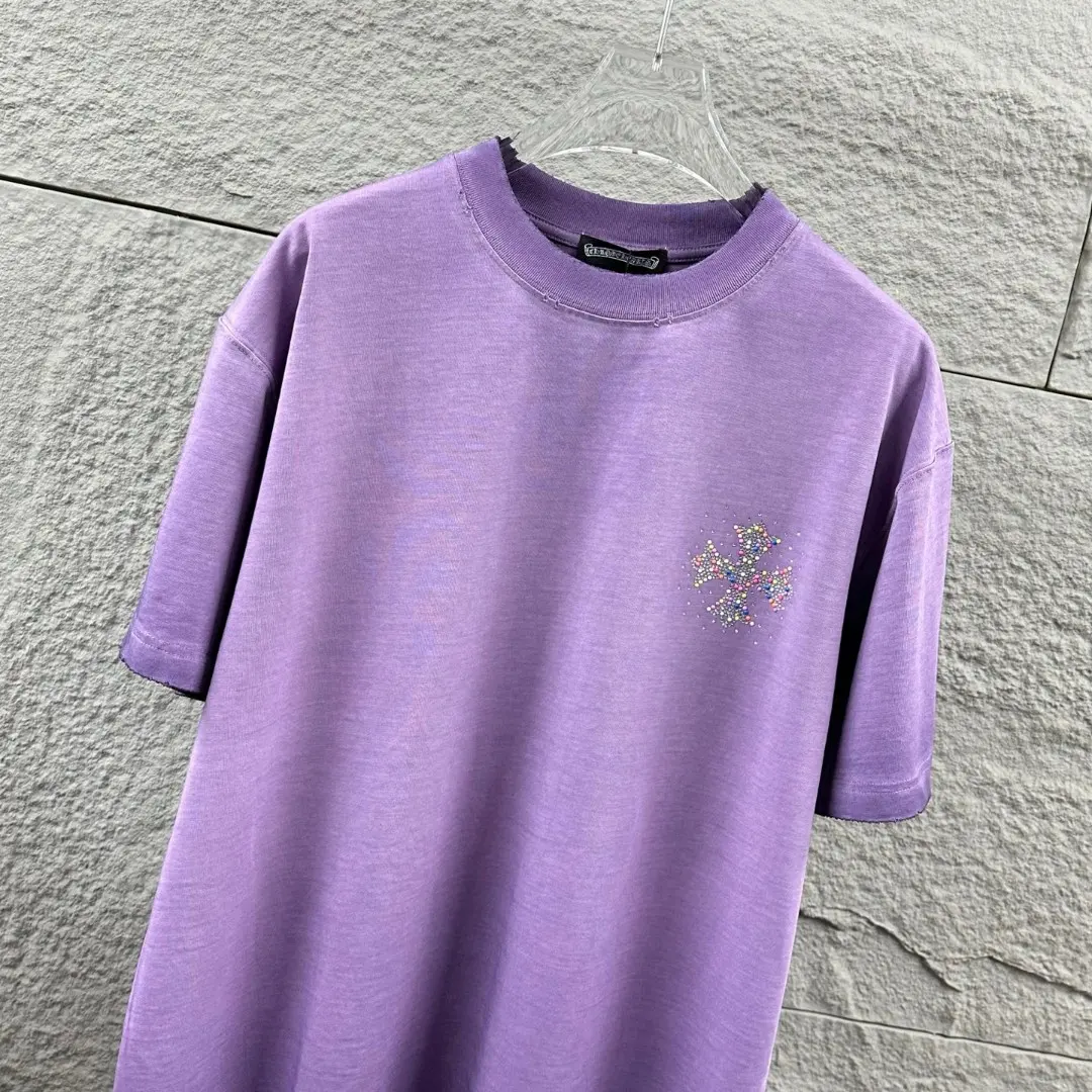 Chrome Hearts Rhinestone Logo Washed Cotton T-Shirt D15019657 — view 7