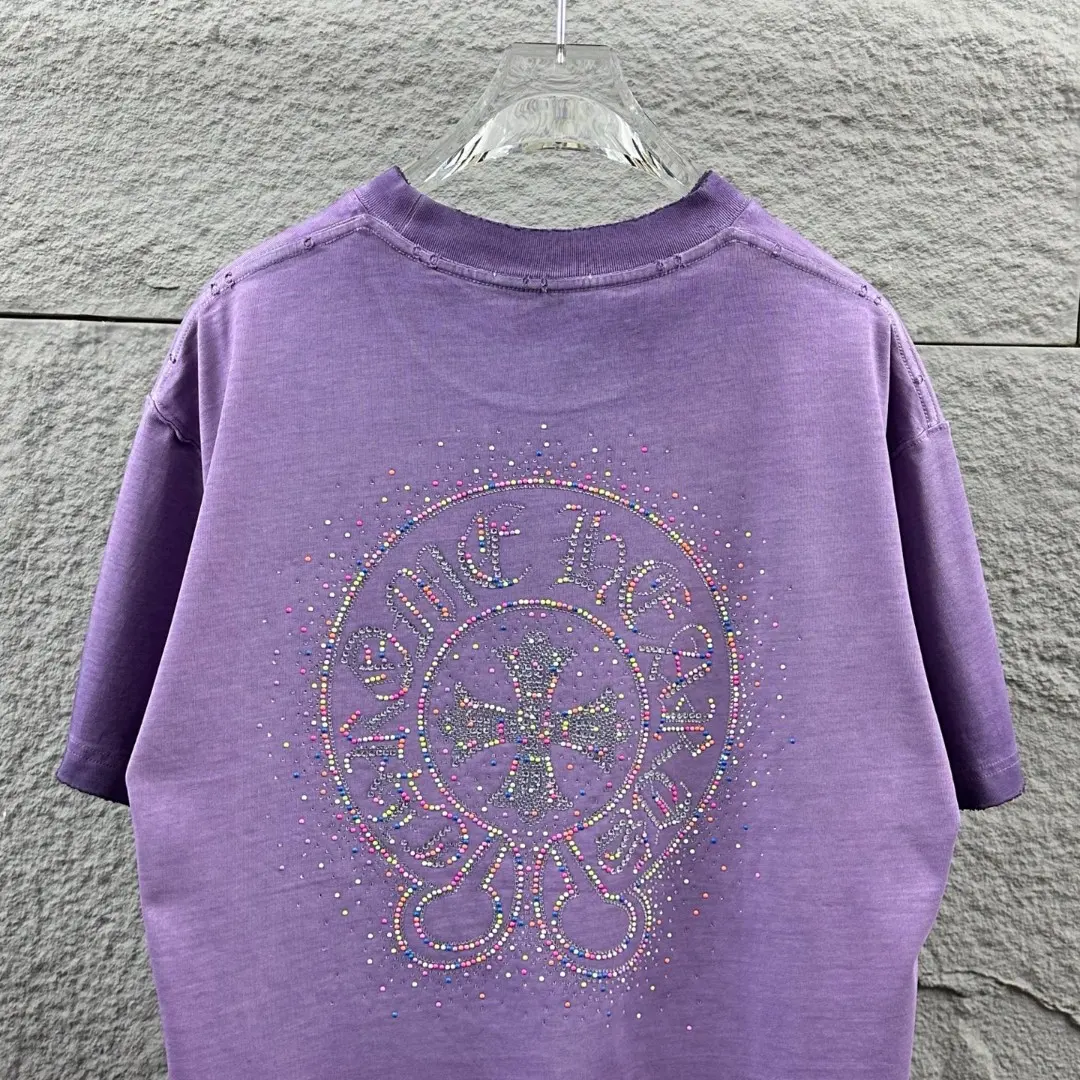 Chrome Hearts Rhinestone Logo Washed Cotton T-Shirt D15019657 — view 8