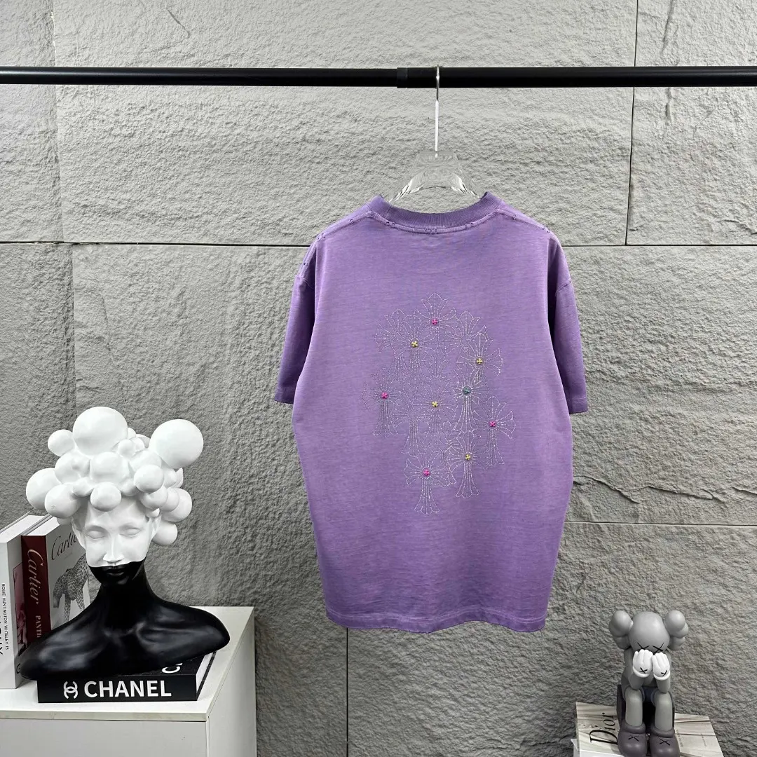 Chrome Hearts Rhinestone Distressed Cotton T-Shirt D15019699