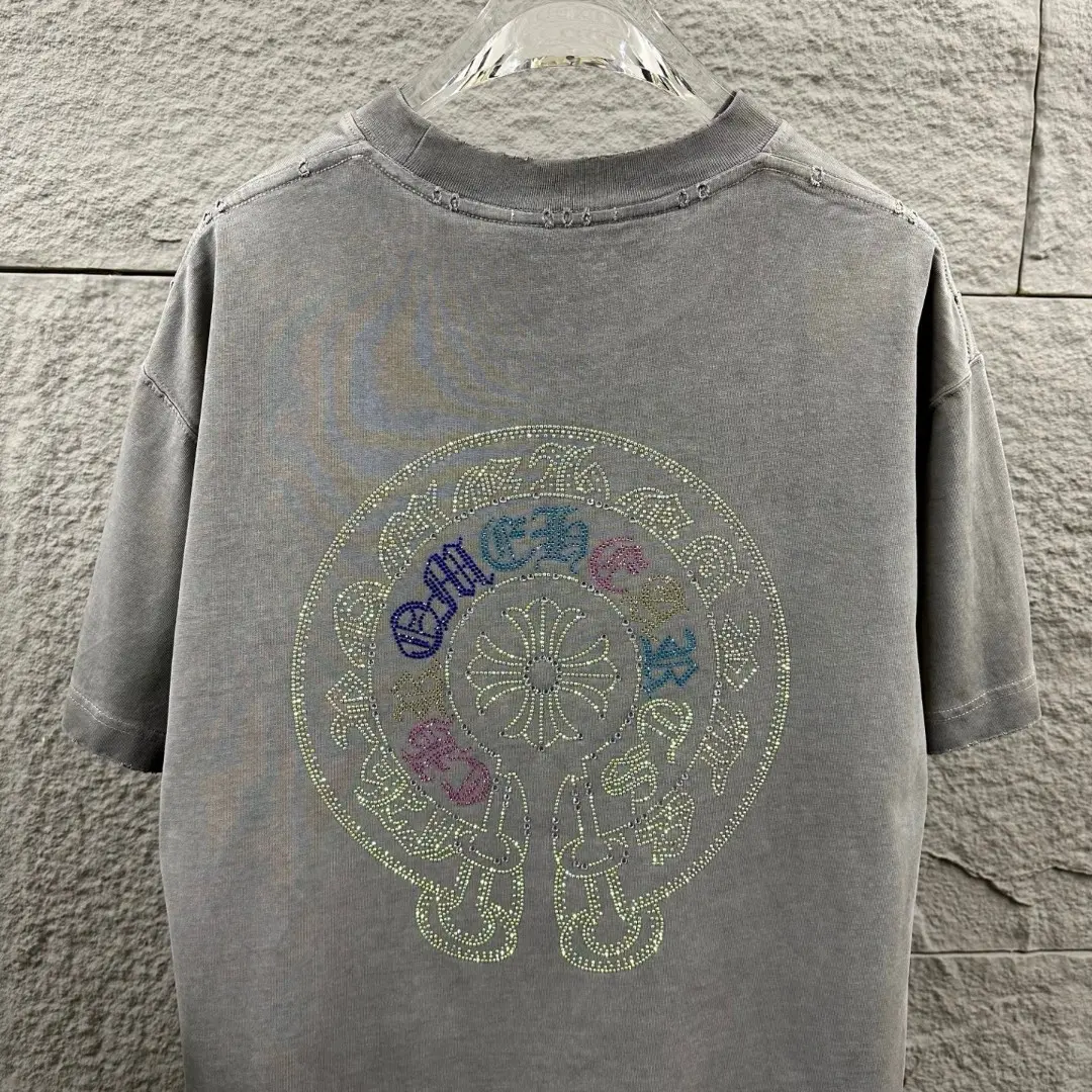 Rhinestone Horseshoe Logo Washed Cotton T-Shirt D15019701 — view 4