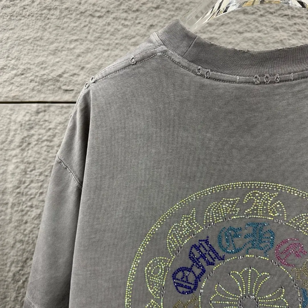 Rhinestone Horseshoe Logo Washed Cotton T-Shirt D15019701 — view 6