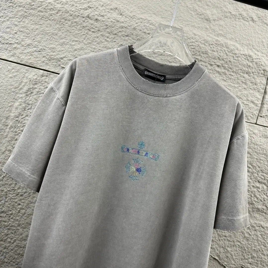 Rhinestone Horseshoe Logo Washed Cotton T-Shirt D15019701 — view 7