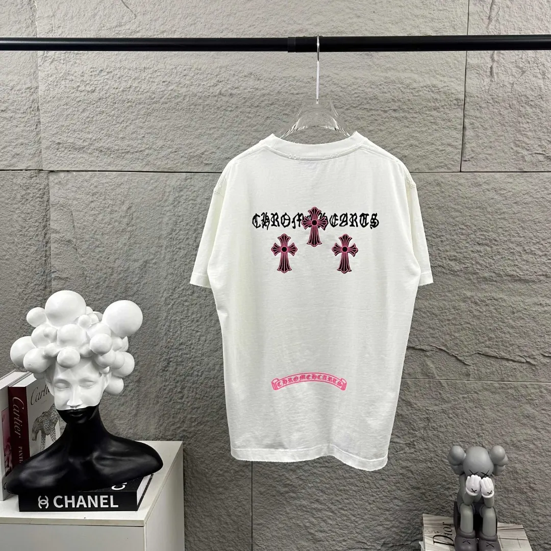 Distressed Rhinestone Logo Cotton T-Shirt D15019684