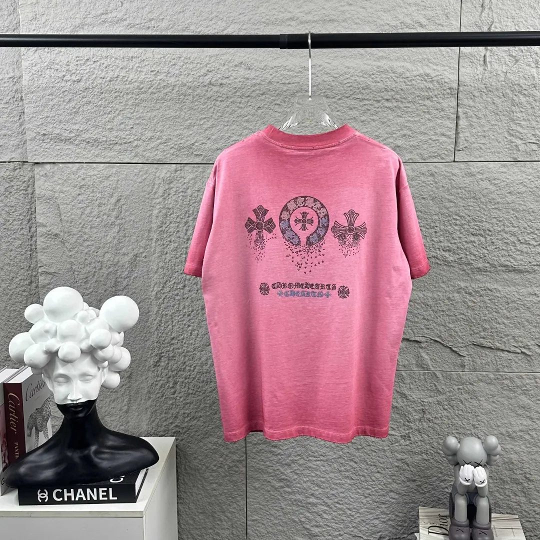 Rhinestone Embellished Washed Cotton T-Shirt D15019692