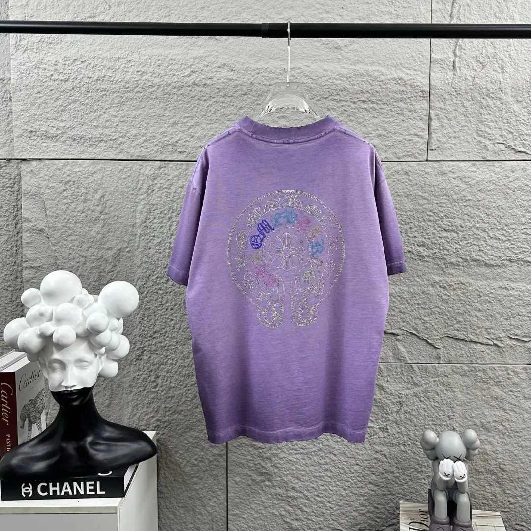 Rhinestone Logo Washed Cotton T-Shirt D15019702