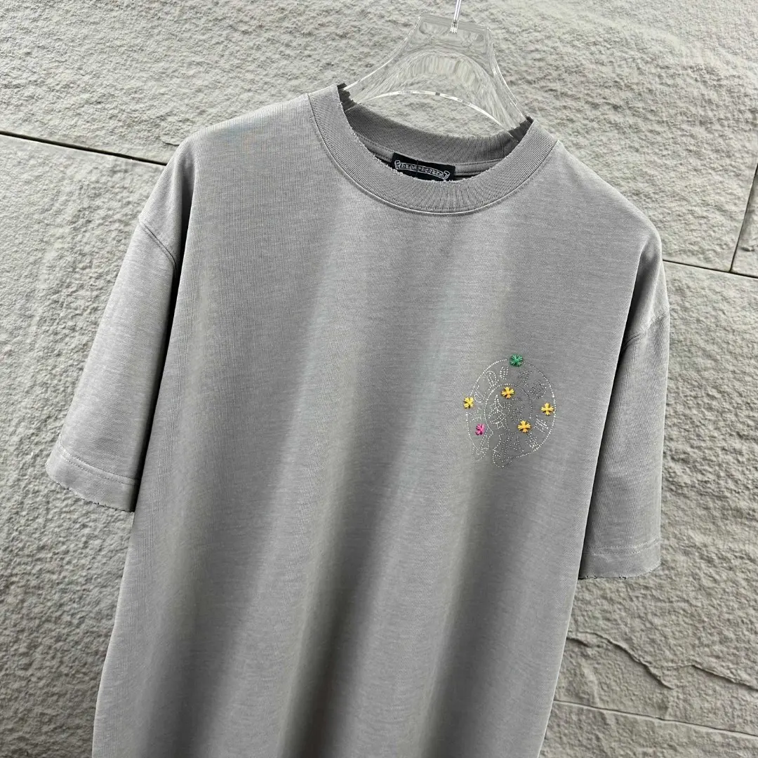 Distressed Rhinestone Cross Cotton T-Shirt D15019691 — view 3