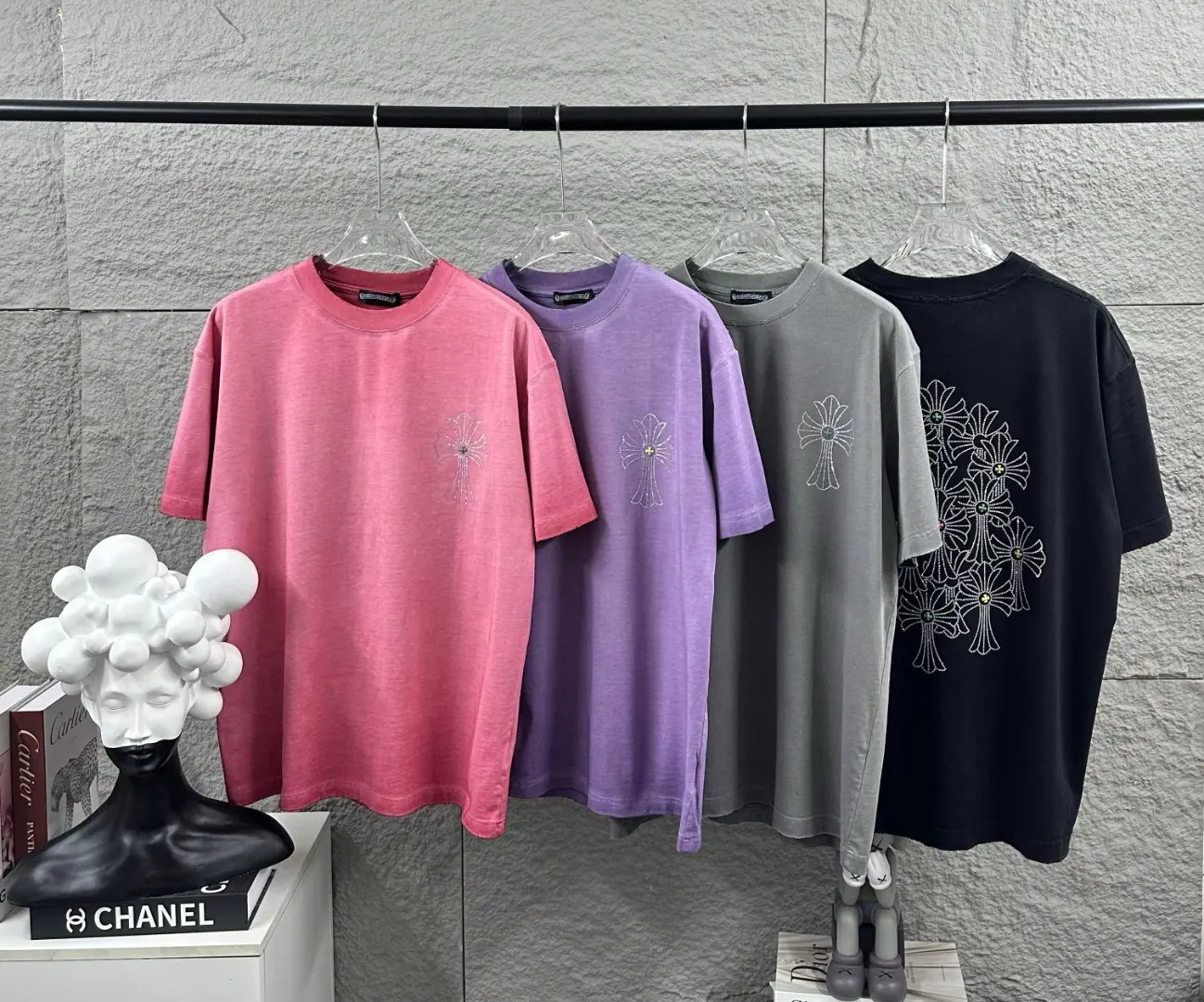 Chrome Hearts Rhinestone Cross Washed Cotton T-Shirt D15019698 — view 8