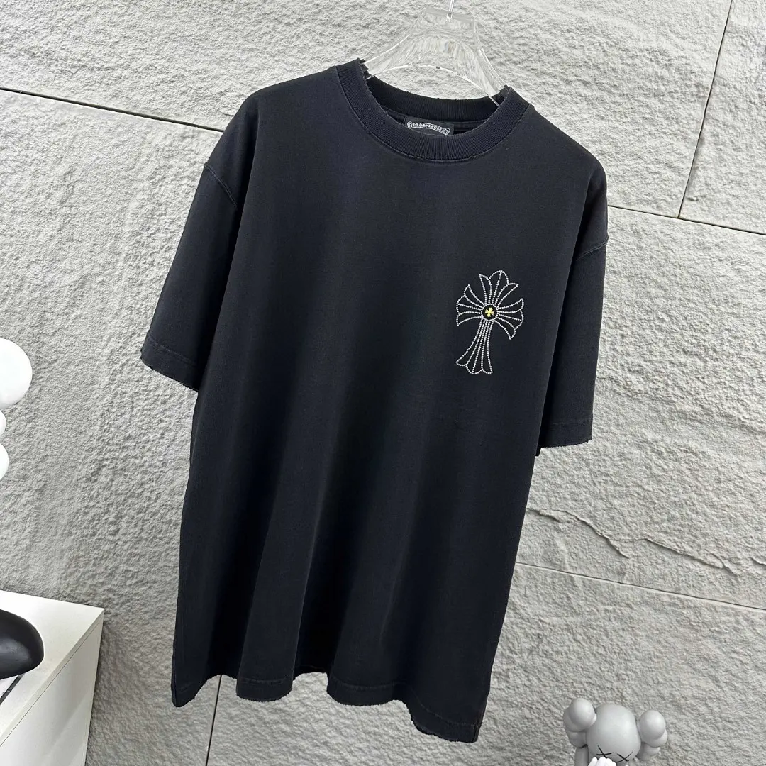 Rhinestone Cross Motif Washed Cotton T-Shirt D15019696 — view 3