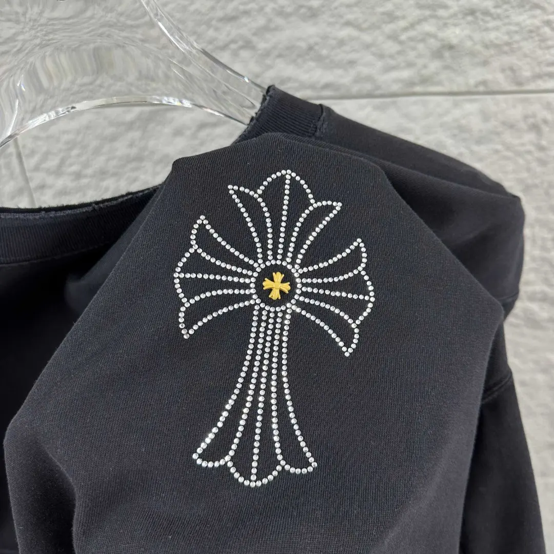 Rhinestone Cross Motif Washed Cotton T-Shirt D15019696 — view 5