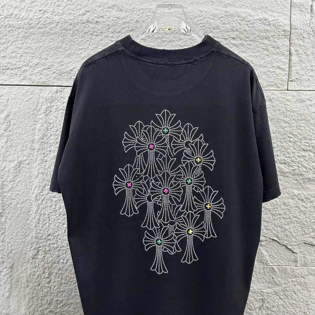 Rhinestone Cross Motif Washed Cotton T-Shirt D15019696 — view 6