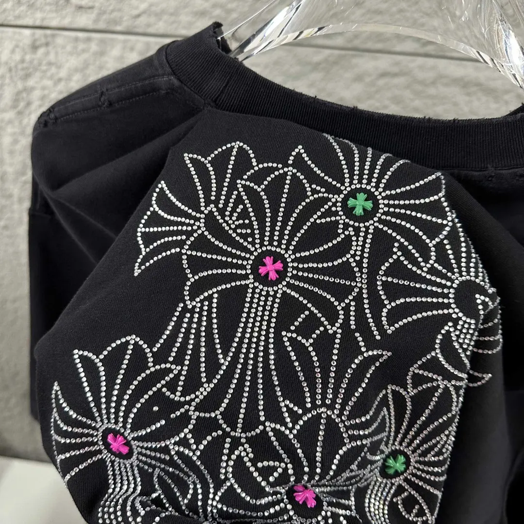 Rhinestone Cross Motif Washed Cotton T-Shirt D15019696 — view 8