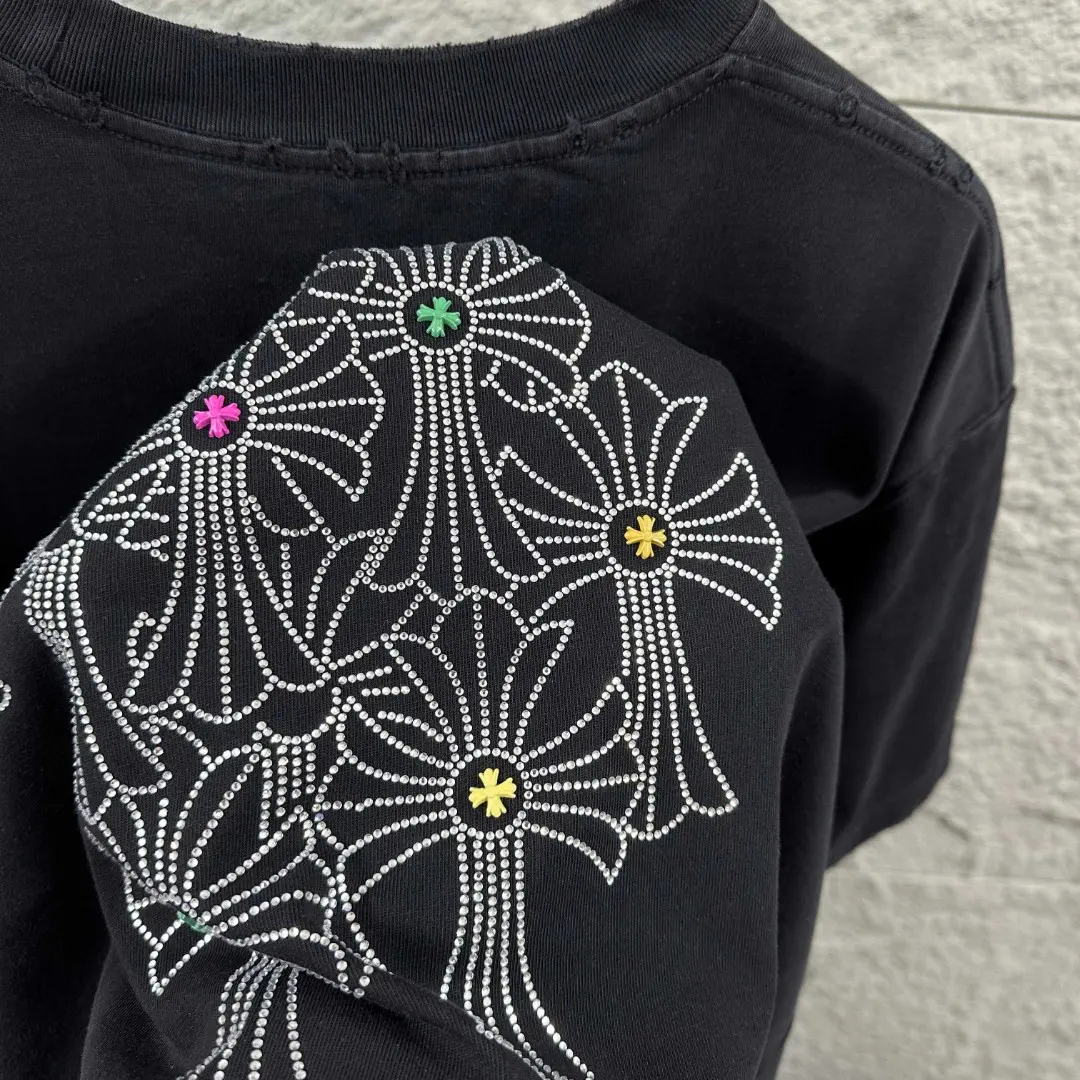 Rhinestone Cross Motif Washed Cotton T-Shirt D15019696 — view 9