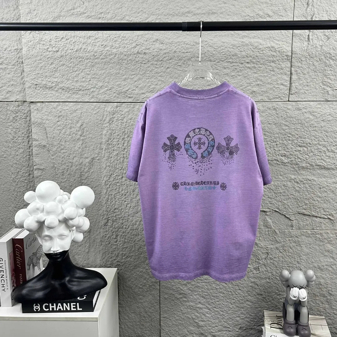Rhinestone Cross Logo Washed Cotton T-Shirt D15019695