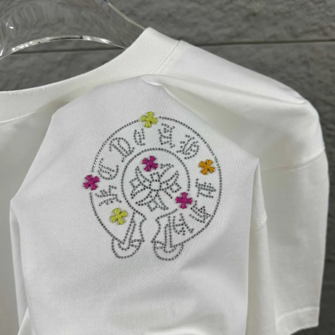 Distressed Rhinestone Logo Cotton T-Shirt D15019688 — view 5