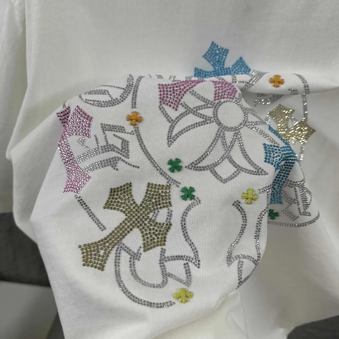 Distressed Rhinestone Logo Cotton T-Shirt D15019688 — view 6