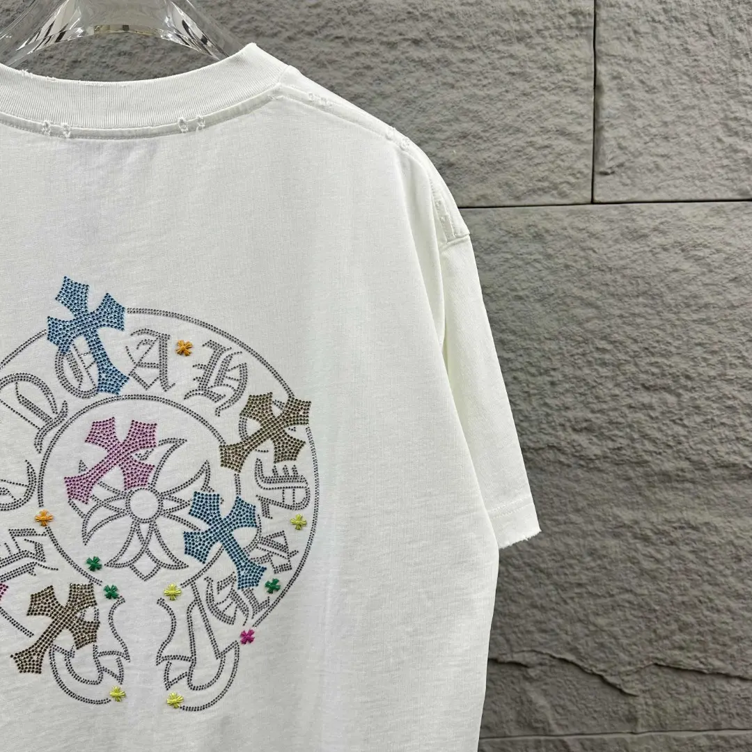 Distressed Rhinestone Logo Cotton T-Shirt D15019688 — view 7