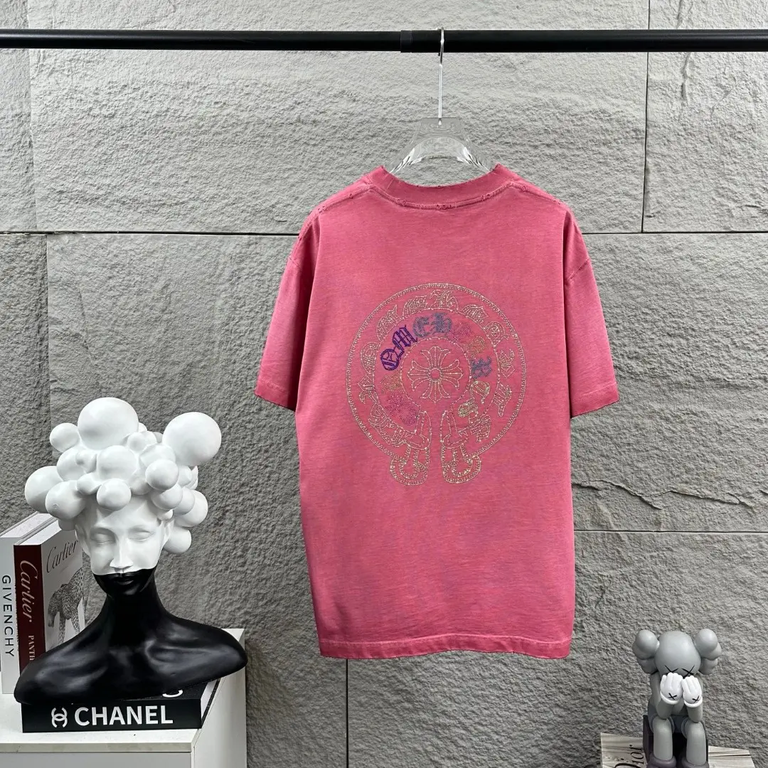 Chrome Hearts Rhinestone Logo Washed Cotton T-Shirt D15019703