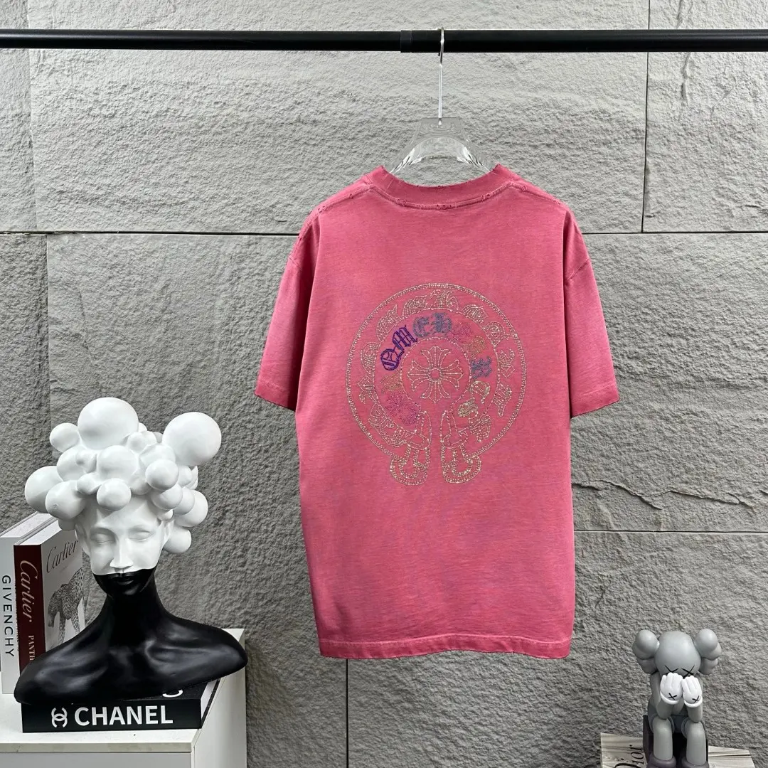 Chrome Hearts Rhinestone Logo Washed Cotton T-Shirt D15019703