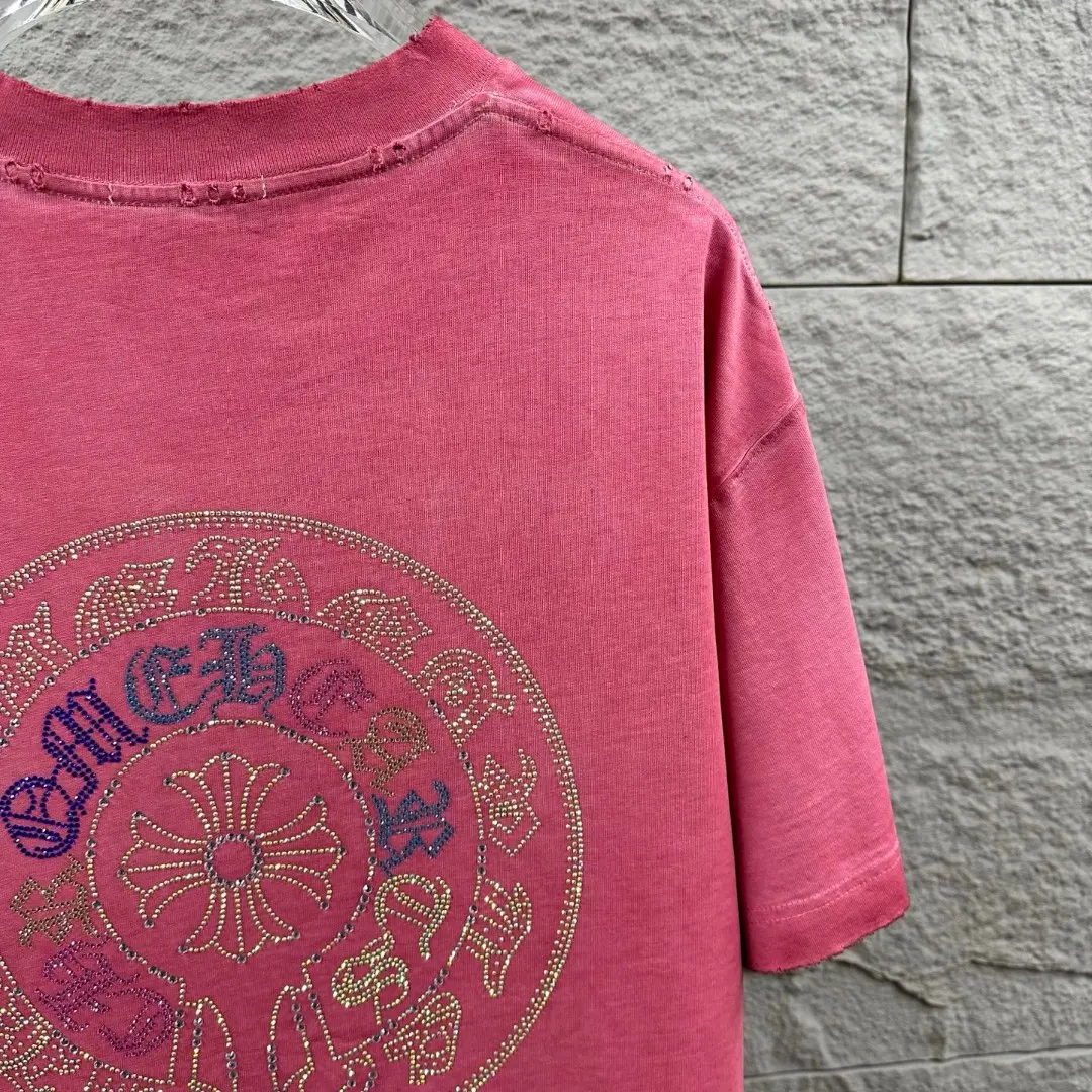 Chrome Hearts Rhinestone Logo Washed Cotton T-Shirt D15019703 — view 7