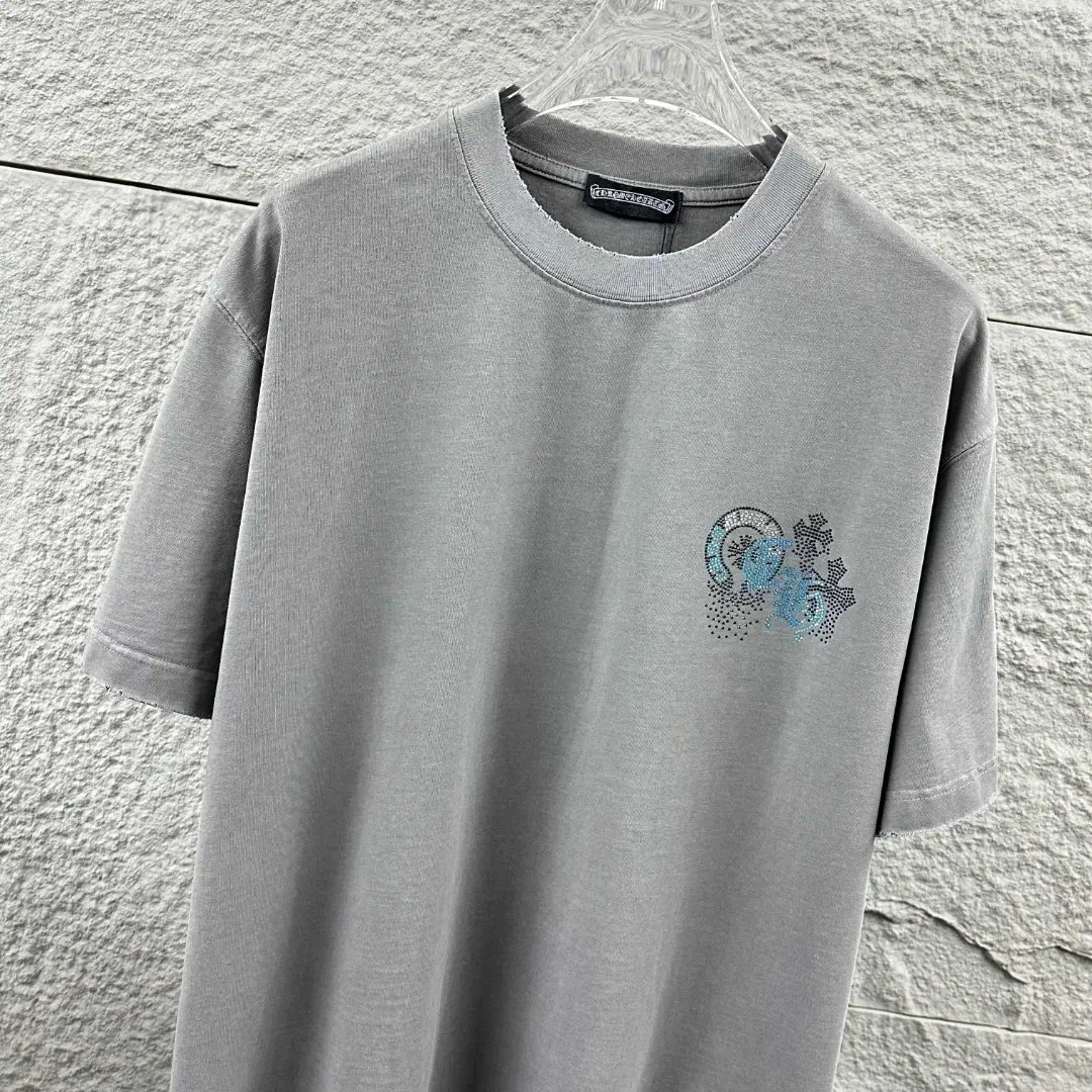Rhinestone Embellished Distressed Cotton T-Shirt D15019694 — view 5