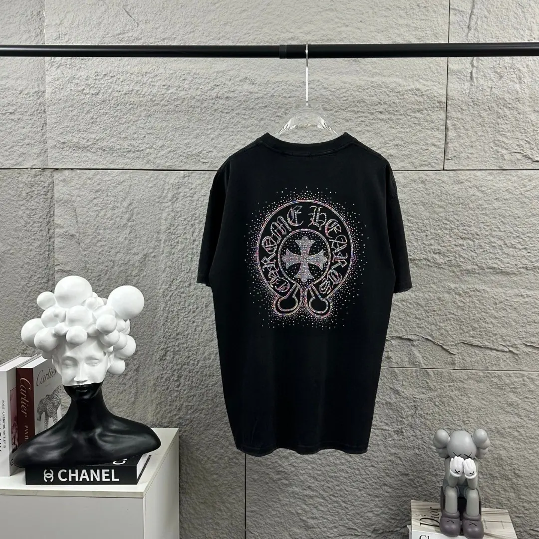 Rhinestone Logo Washed Cotton T-Shirt D15019656
