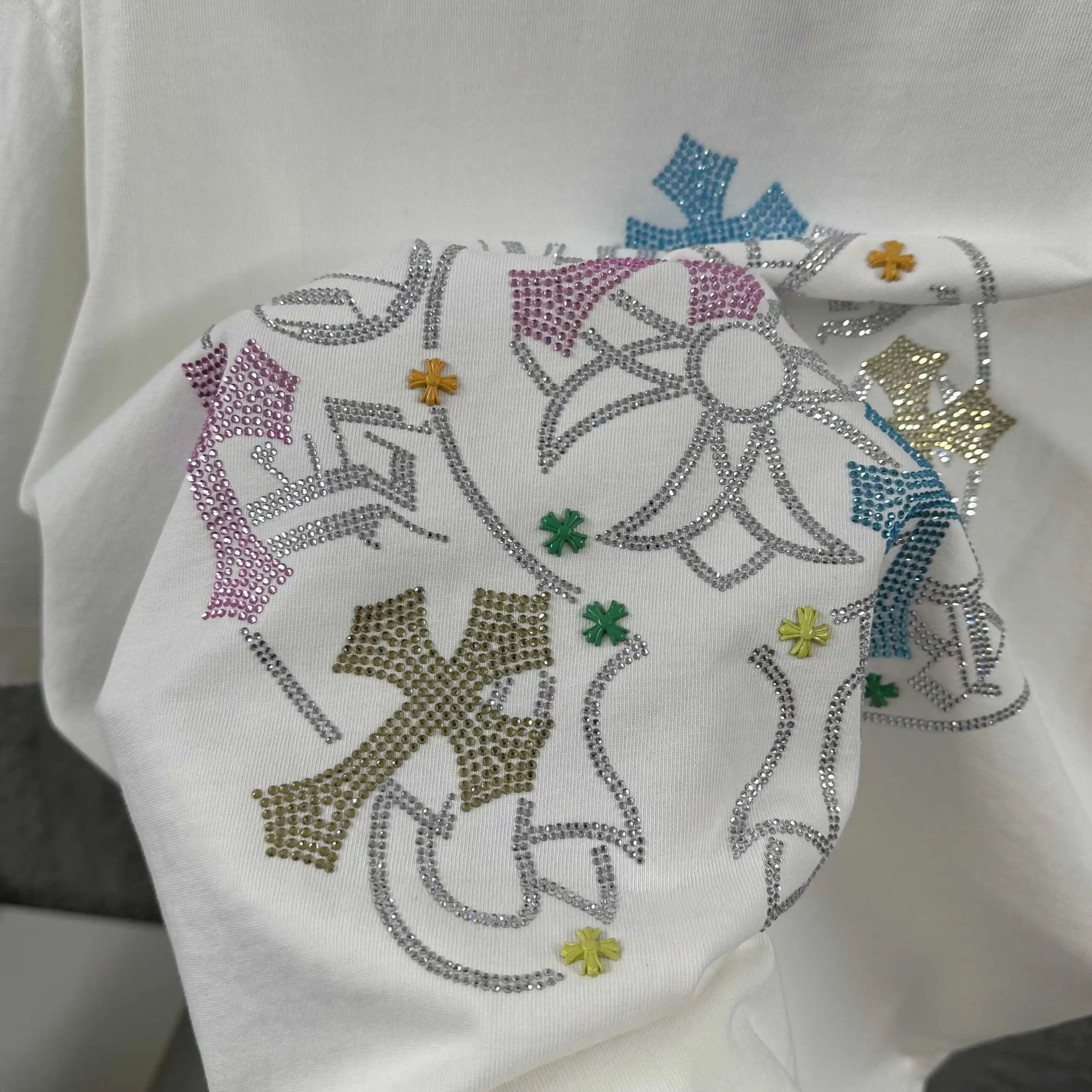 Rhinestone Embellished Distressed Cotton T-Shirt D15012481 — view 6
