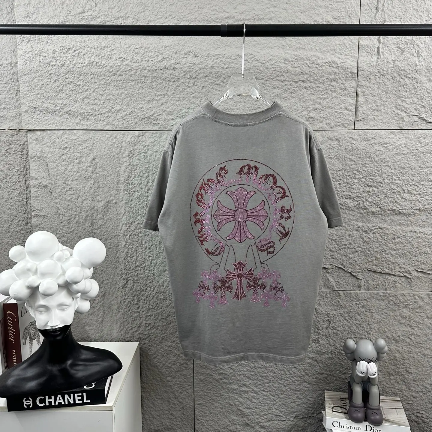 Chrome Hearts Rhinestone Distressed Cotton T-Shirt D15019725