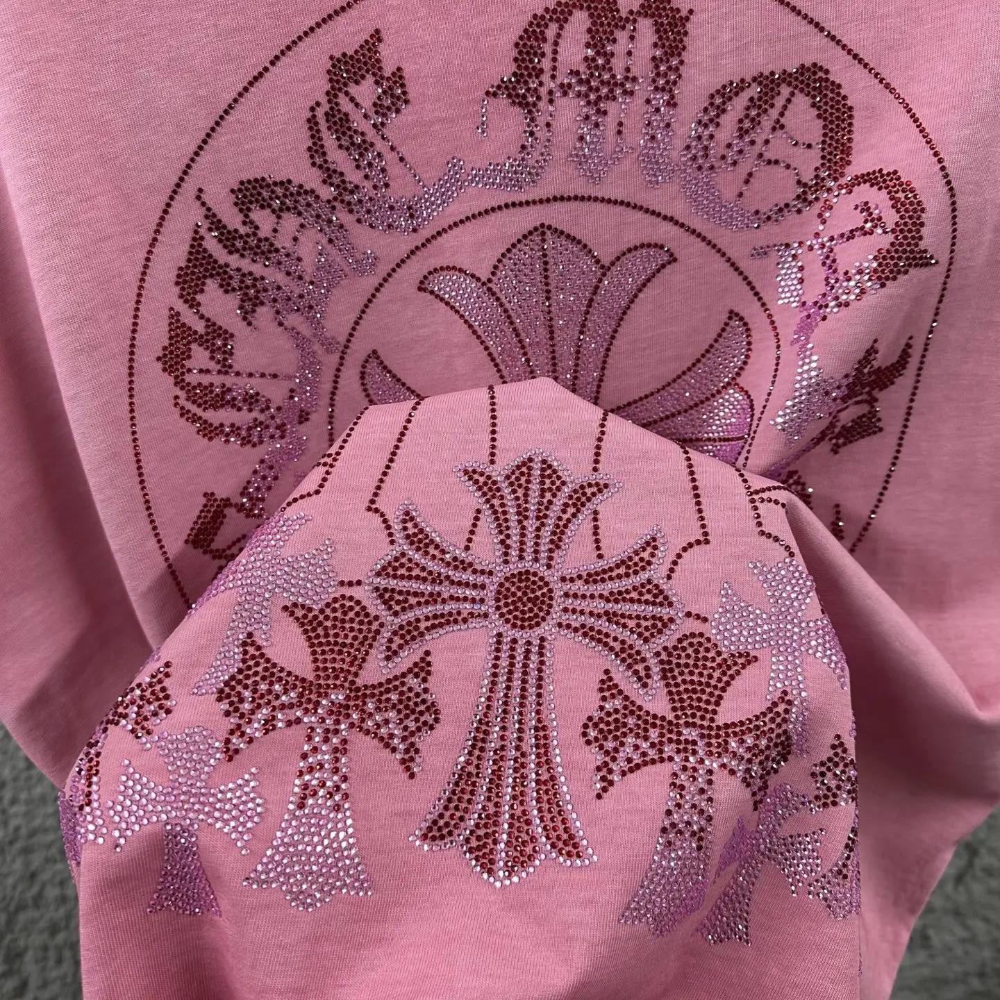 Rhinestone Logo Distressed Cotton T-Shirt D15019724 — view 4