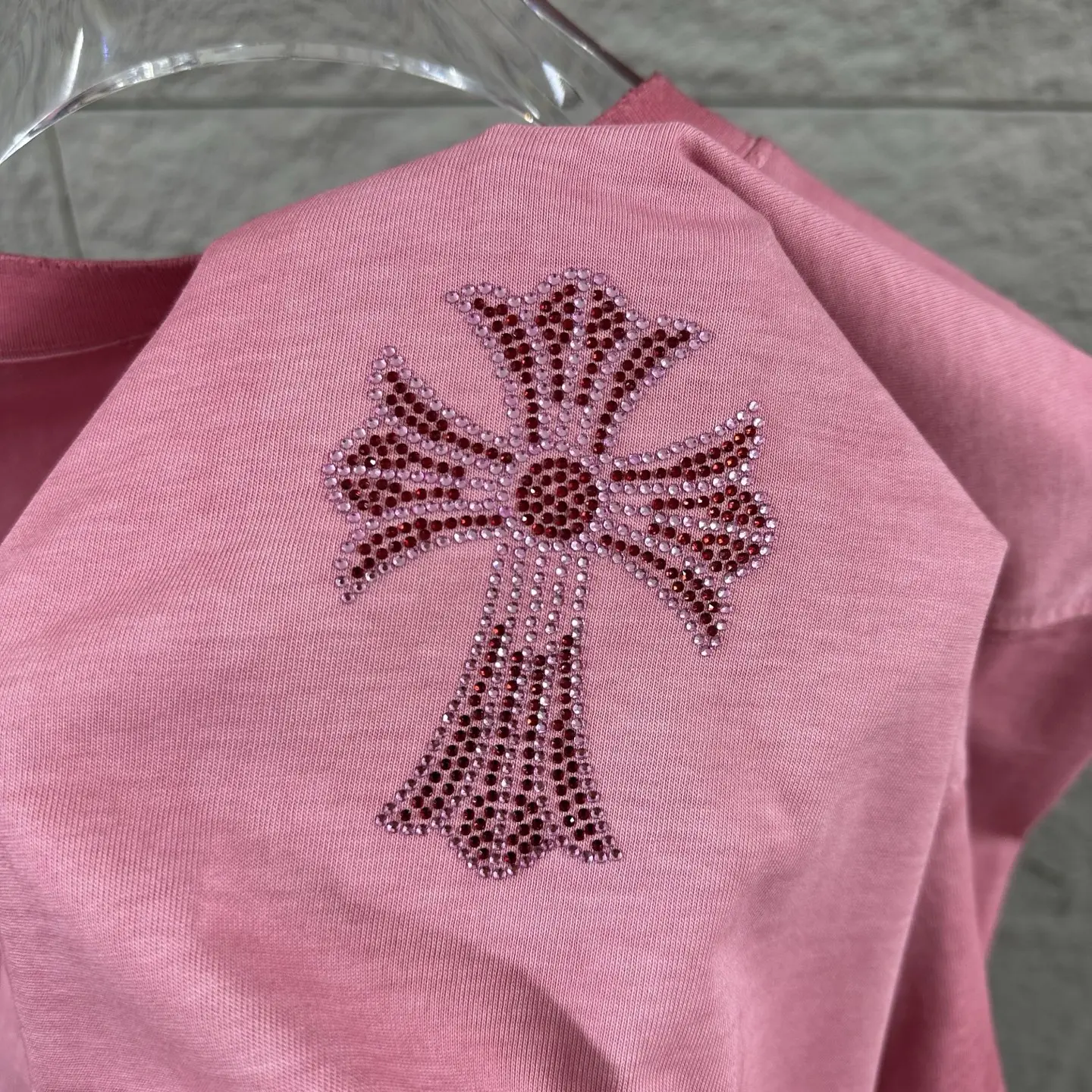 Rhinestone Logo Distressed Cotton T-Shirt D15019724 — view 6