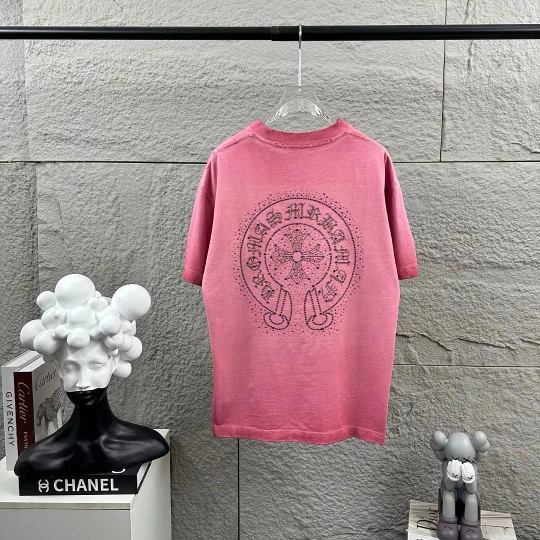 Rhinestone Embellished Distressed Cotton T-Shirt D15019647
