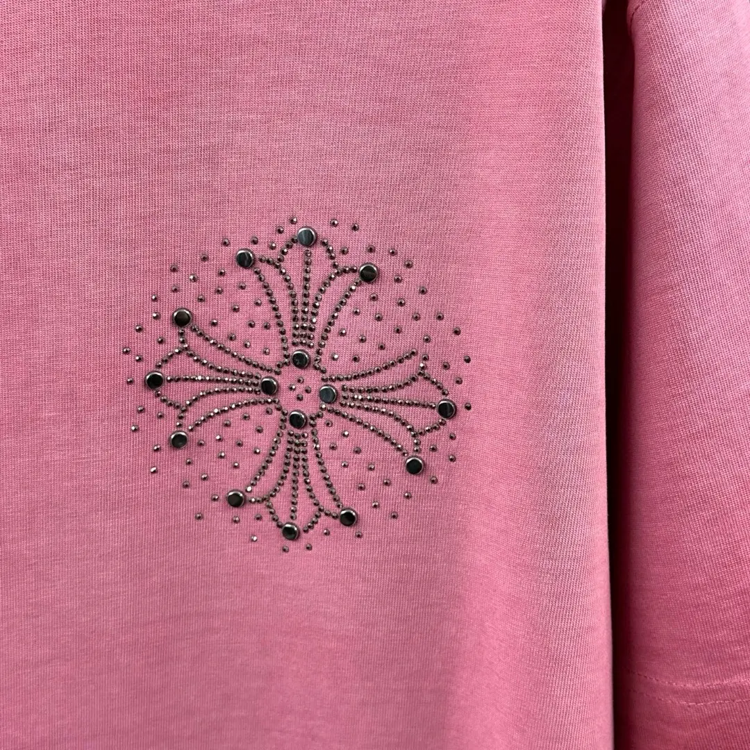 Rhinestone Embellished Distressed Cotton T-Shirt D15019647 — view 4