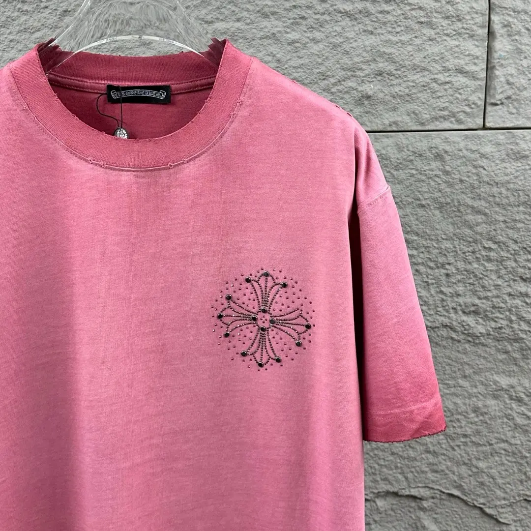 Rhinestone Embellished Distressed Cotton T-Shirt D15019647 — view 9