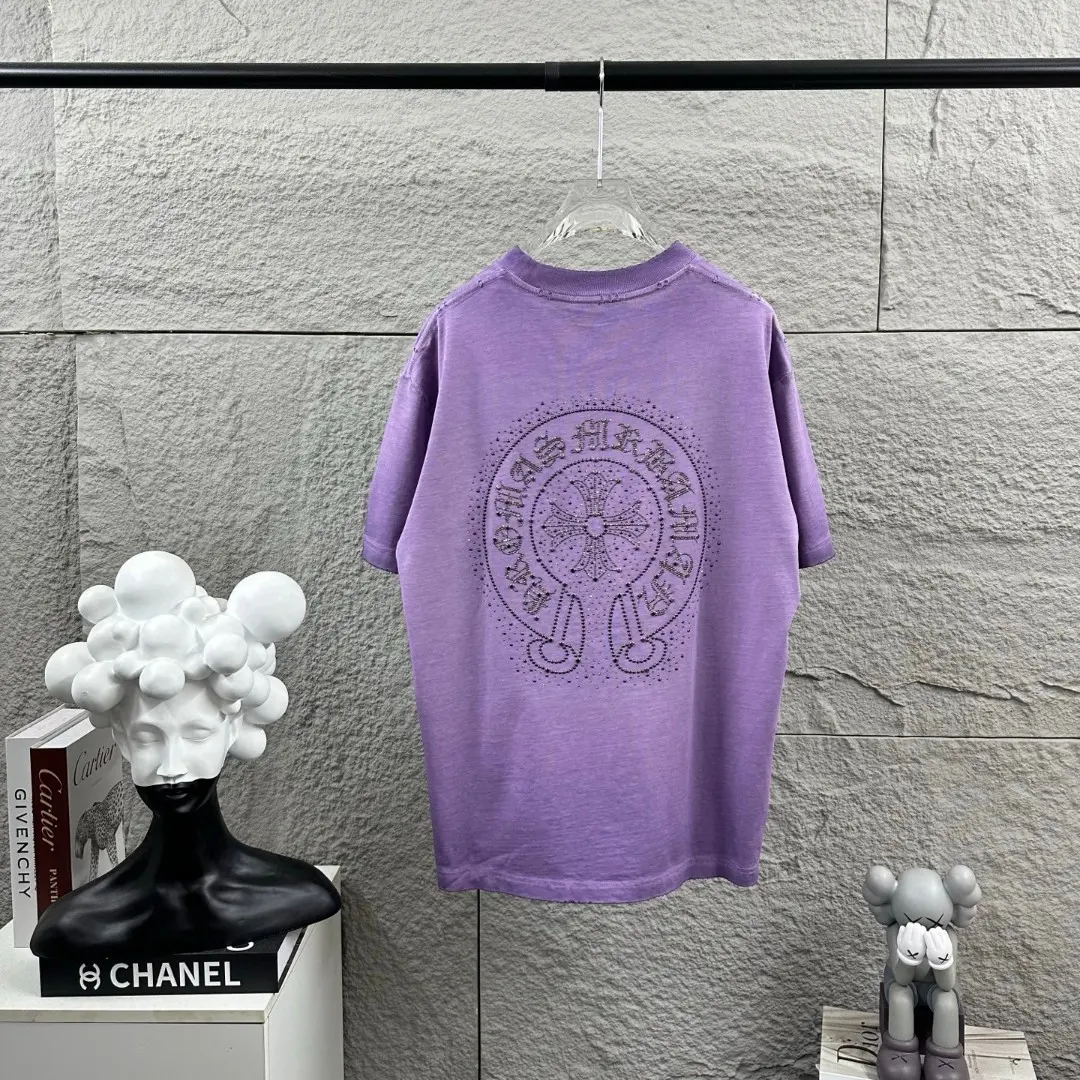Chrome Hearts Distressed Rhinestone Logo T-Shirt D15019645