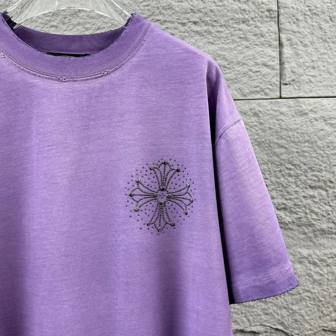 Chrome Hearts Distressed Rhinestone Logo T-Shirt D15019645 — view 7