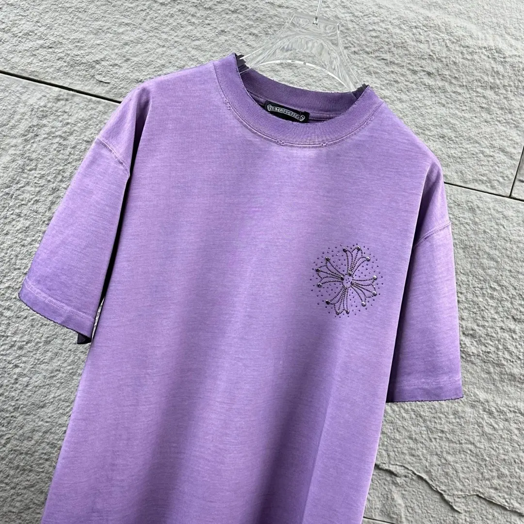 Chrome Hearts Distressed Rhinestone Logo T-Shirt D15019645 — view 8