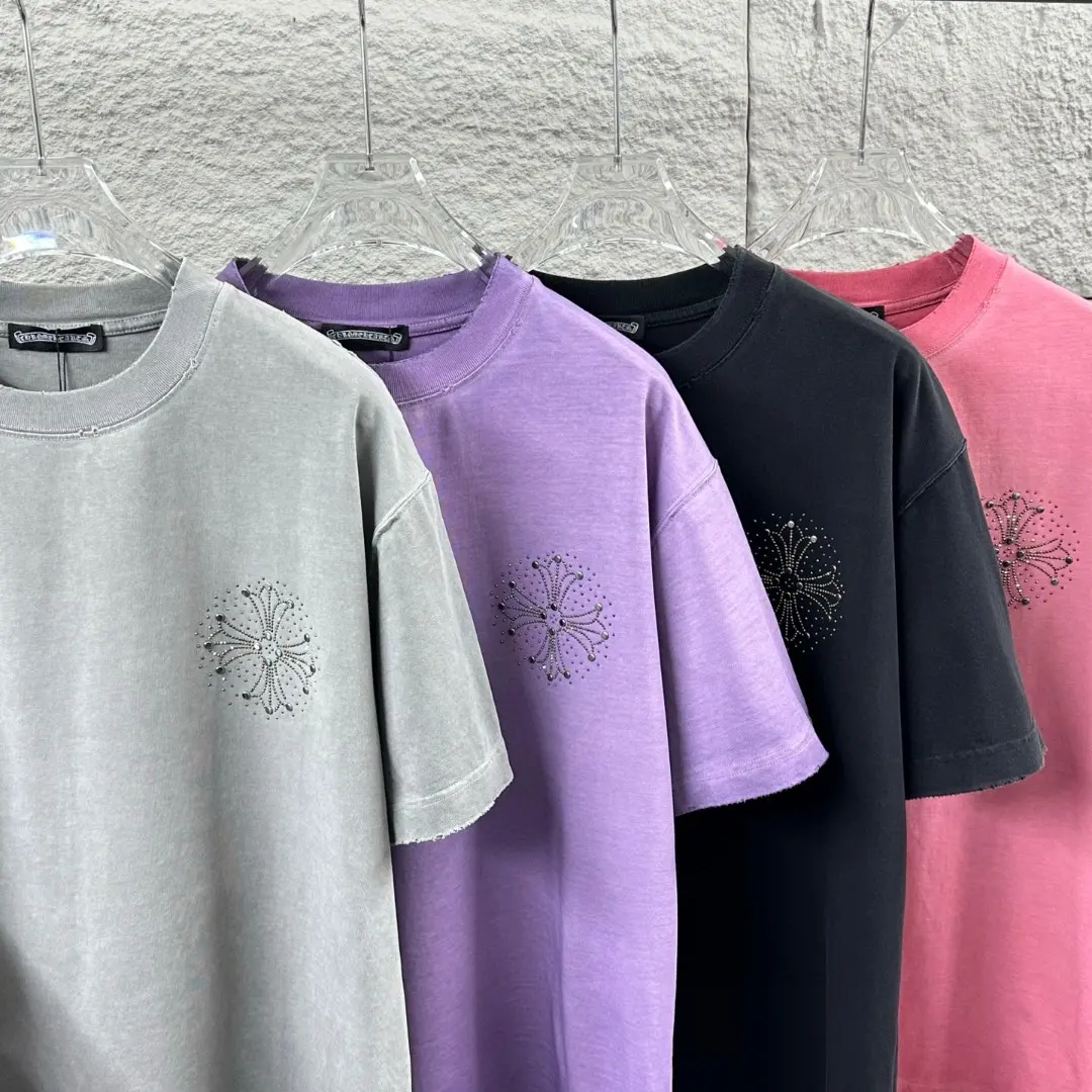 Distressed Rhinestone Logo Cotton T-Shirt D15019646 — view 3