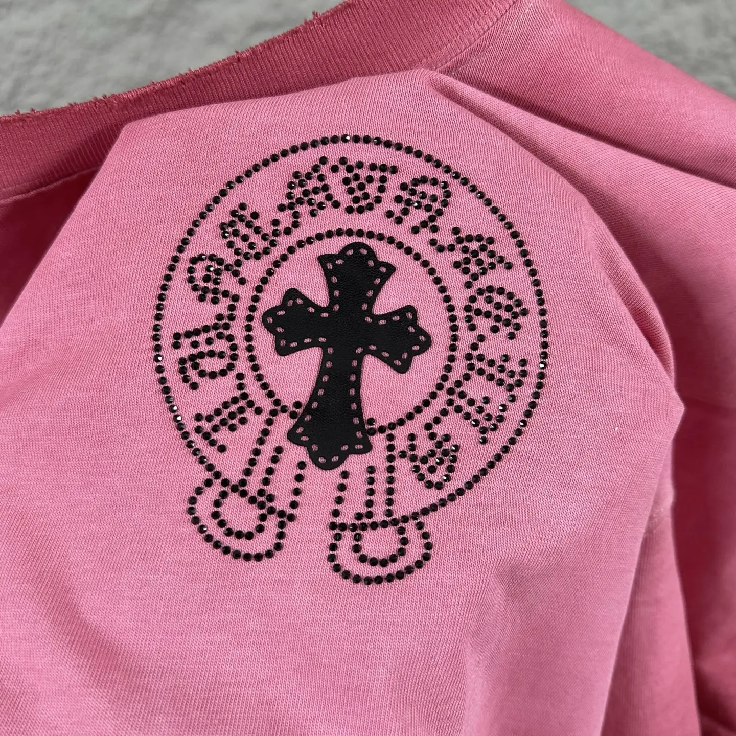 Chrome Hearts Distressed Rhinestone Logo T-Shirt D15019731 — view 3