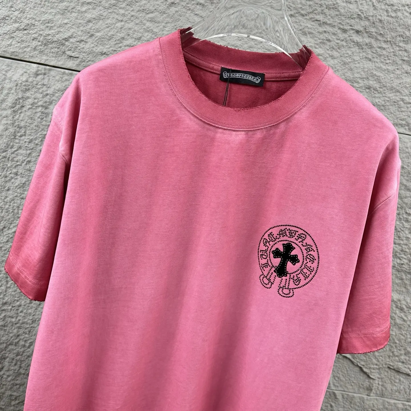 Chrome Hearts Distressed Rhinestone Logo T-Shirt D15019731 — view 4