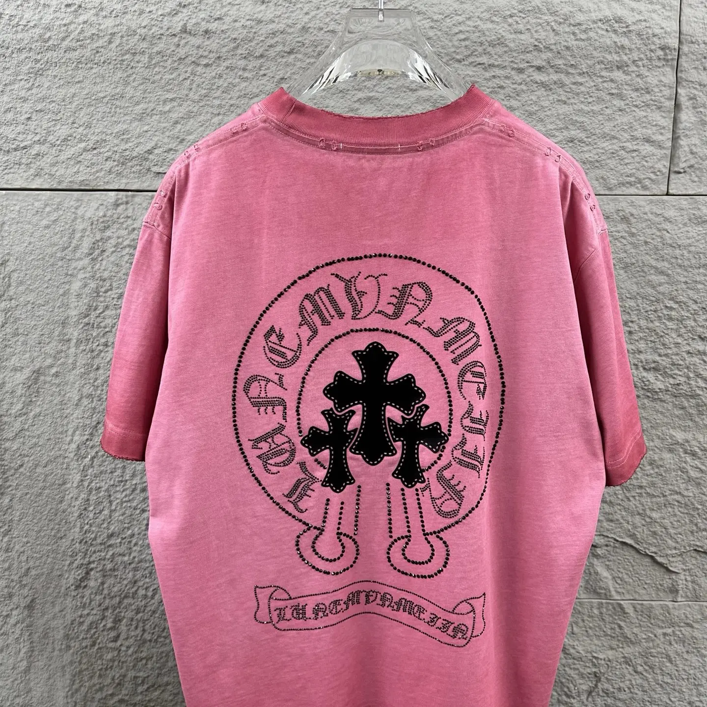 Chrome Hearts Distressed Rhinestone Logo T-Shirt D15019731 — view 5