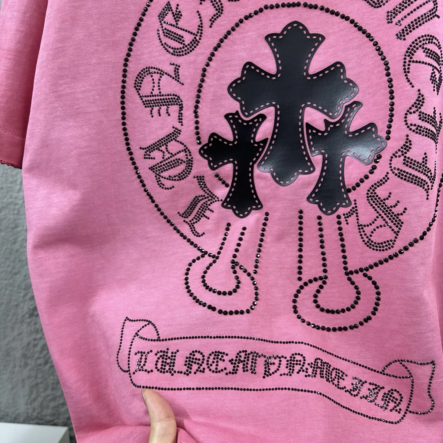 Chrome Hearts Distressed Rhinestone Logo T-Shirt D15019731 — view 6