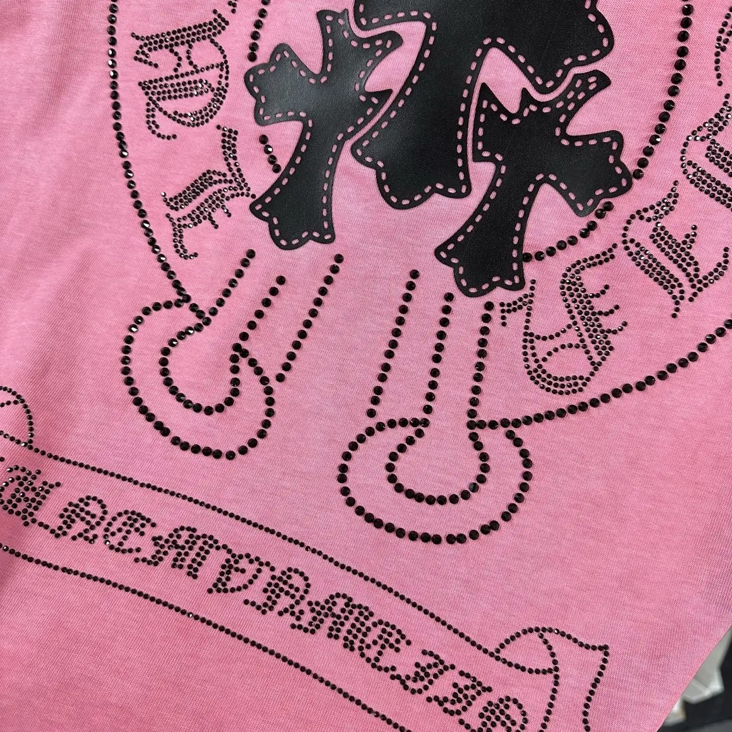 Chrome Hearts Distressed Rhinestone Logo T-Shirt D15019731 — view 7