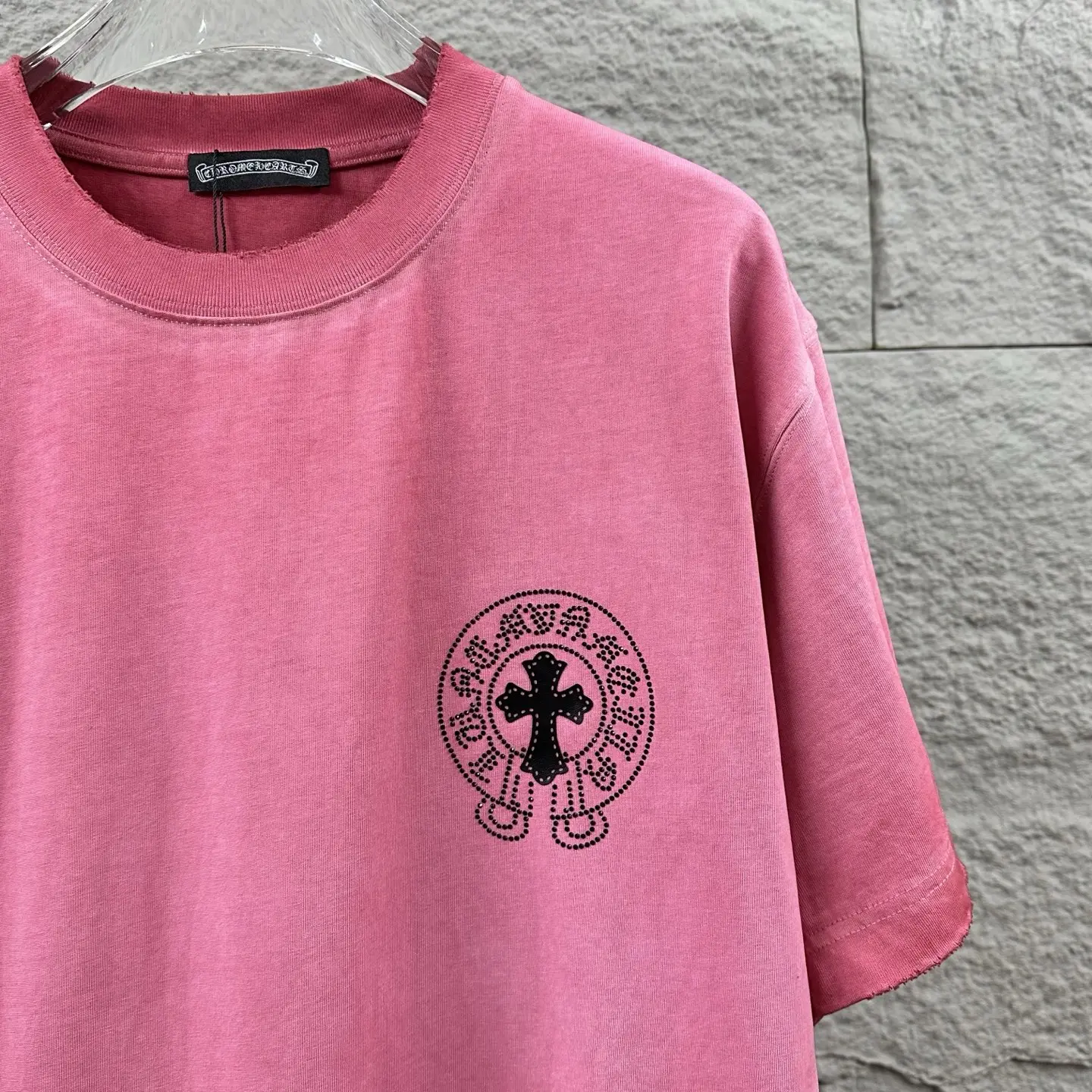 Chrome Hearts Distressed Rhinestone Logo T-Shirt D15019731 — view 9