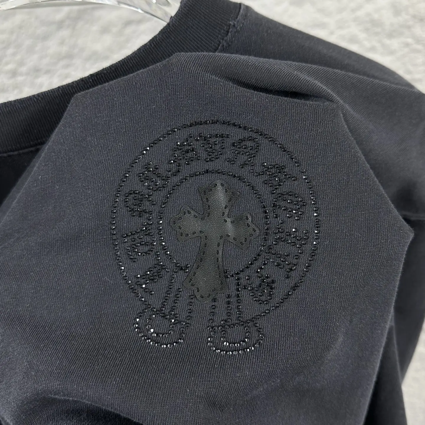 Chrome Hearts Distressed Rhinestone Logo T-Shirt D15019733 — view 5