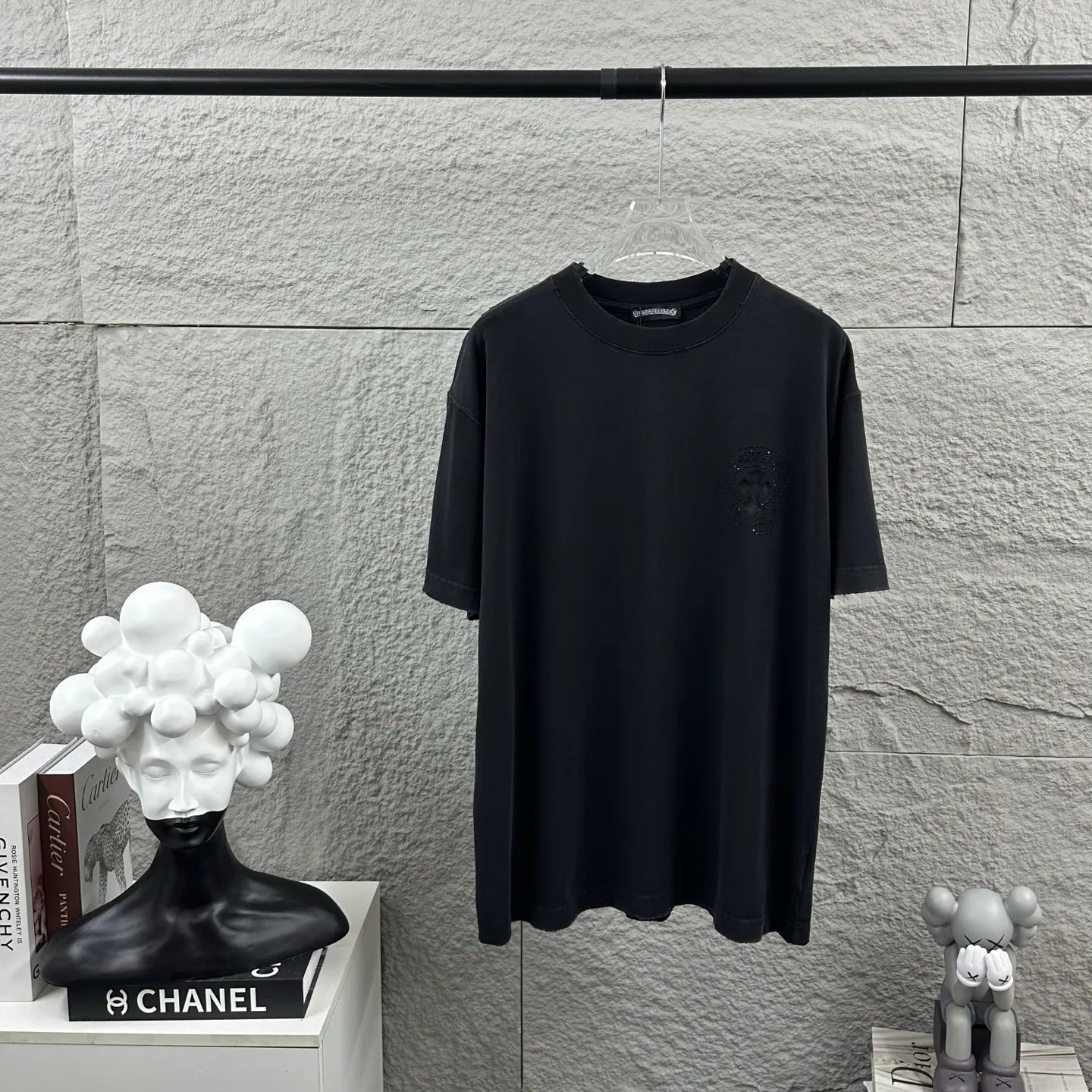 Chrome Hearts Distressed Rhinestone Logo T-Shirt D15019733 — view 6