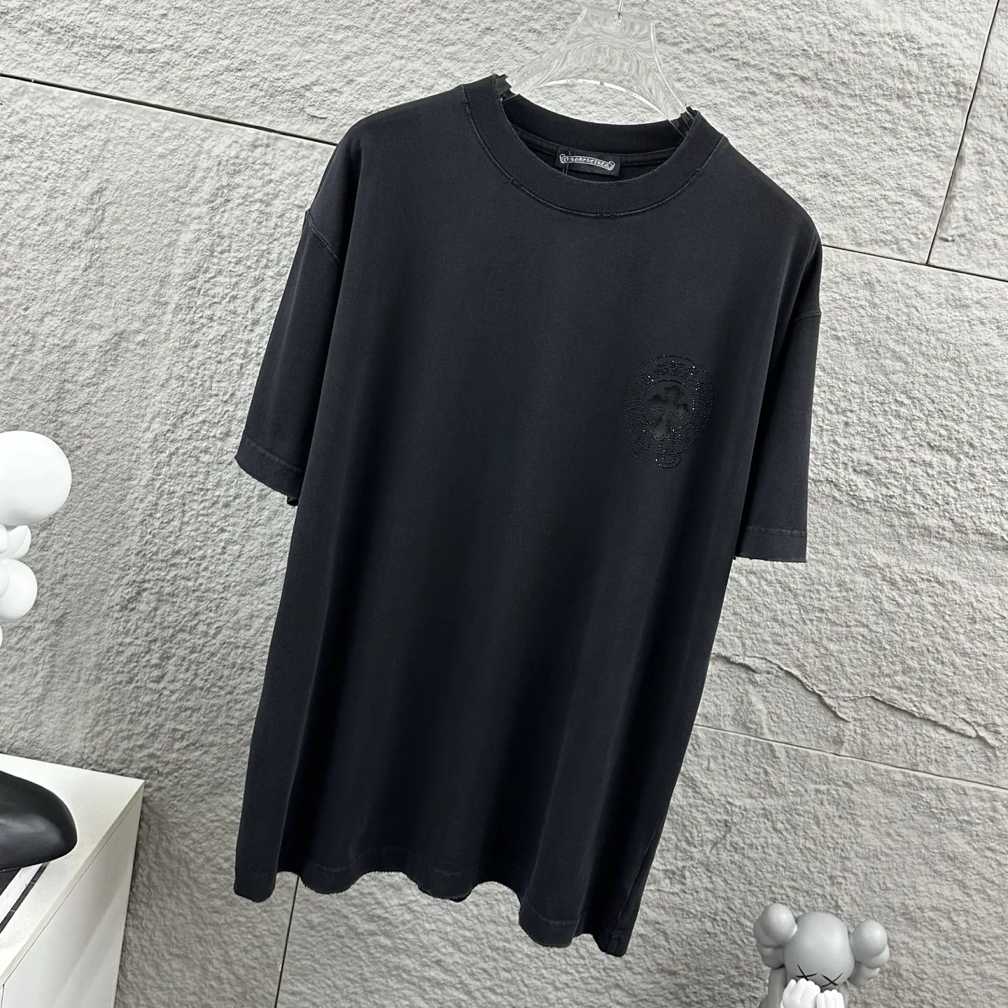 Chrome Hearts Distressed Rhinestone Logo T-Shirt D15019733 — view 7
