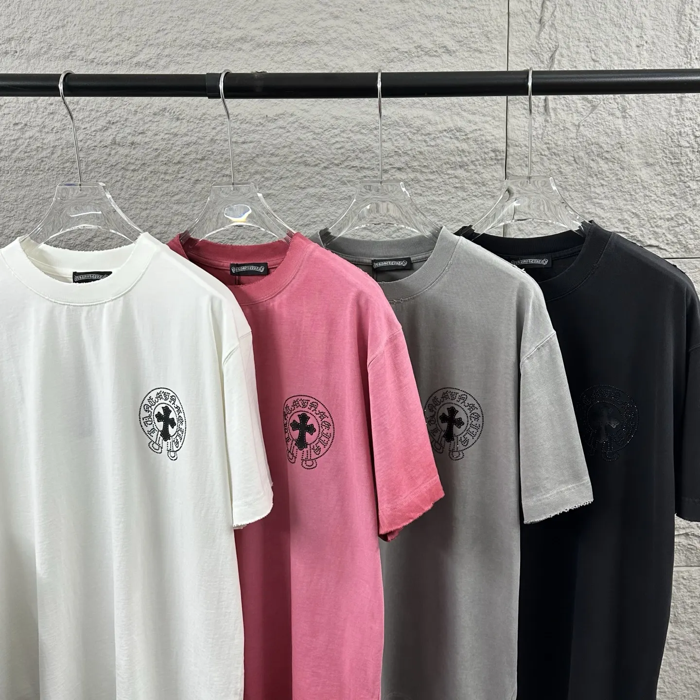 Chrome Hearts Distressed Rhinestone Logo T-Shirt D15019733 — view 9