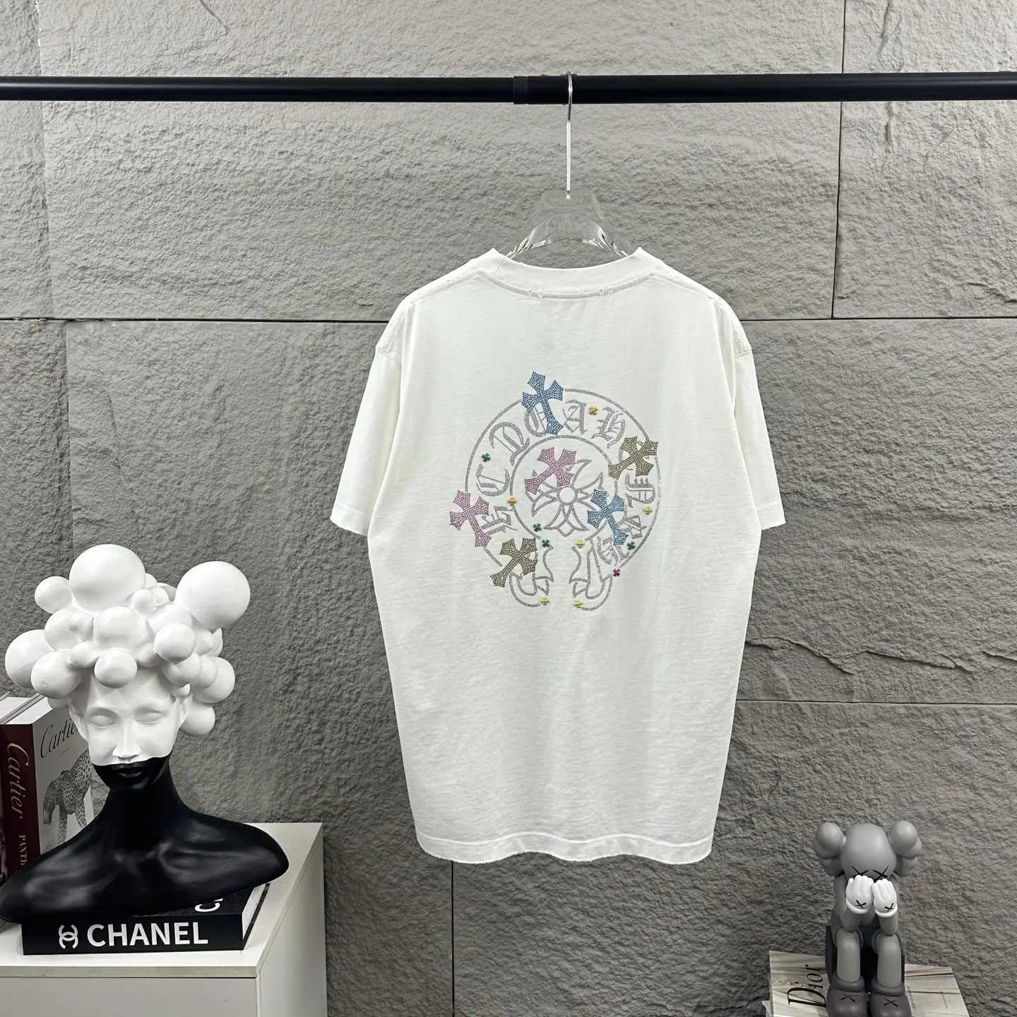 Chrome Hearts Rhinestone Cross Distressed T-Shirt D15019734