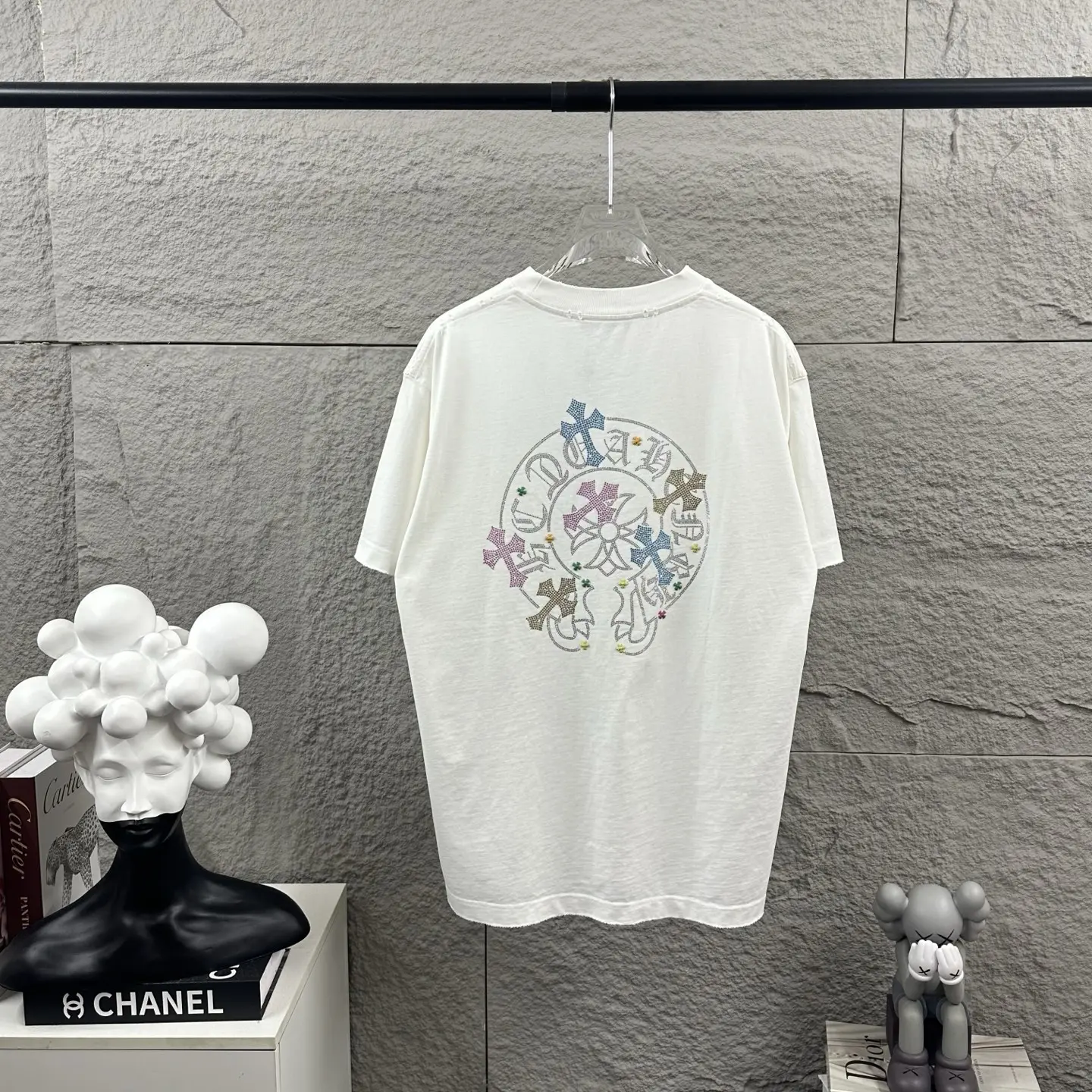 Chrome Hearts Rhinestone Cross Distressed T-Shirt D15019734